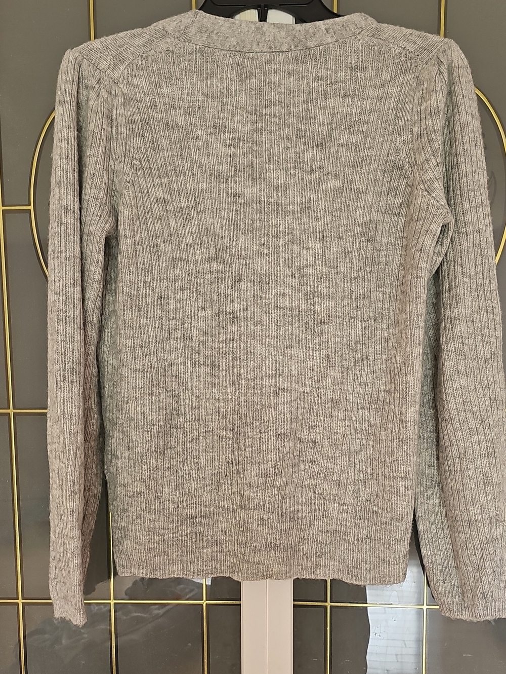 Talbots Gray Ribbed V-Neck Button Cardigan - Picture 5 of 7